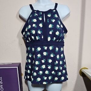 James Draper Lands' End Blue and White Bikini Size 10 D